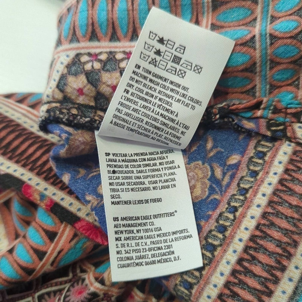 American Eagle Outfitters Multi‎ Pattern Short Sleeve Peasant Blouse Size XS - Picture 11 of 13